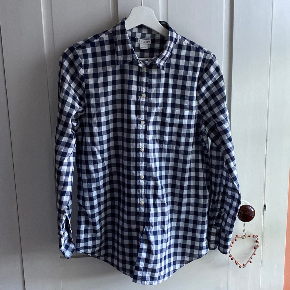 JCREW womant gingham lightweight shirt size S EUC
